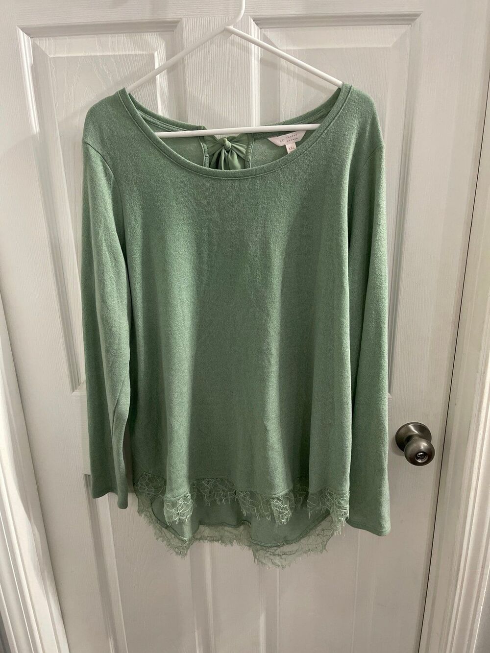 Lauren Conrad Long Sleeve Shirt With Lace Hem Green Size XXL